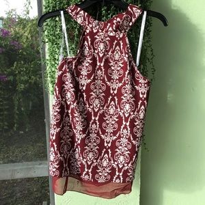 PAPAYA Women's Shirt size S Burgundy Floral NWT